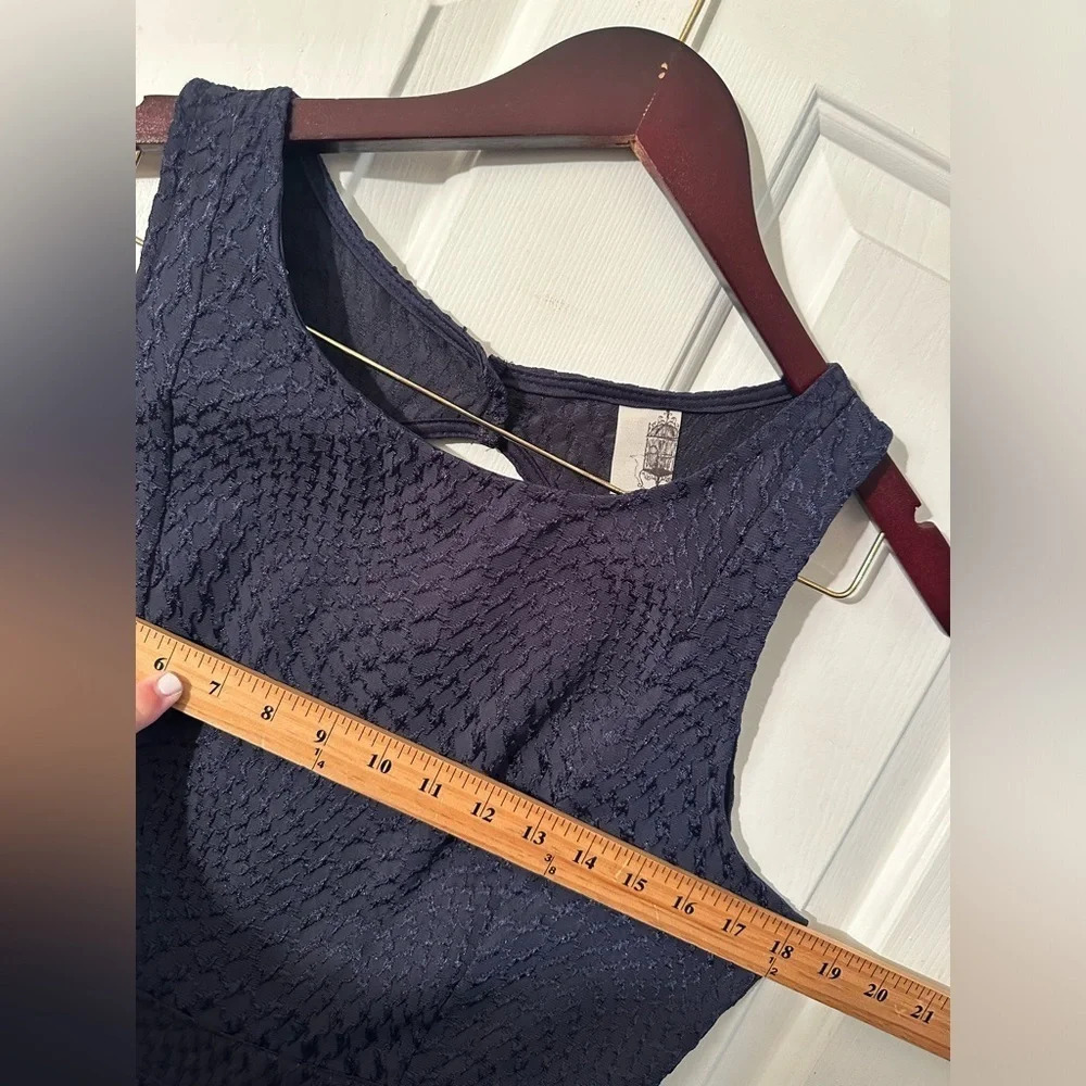 BIRDCAGE Anthropologie Navy Blue Sleeveless Cocktail Dress LARGE Back Cut Out - Picture 4 of 14